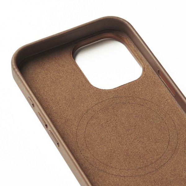 Mujjo iPhone 16 -suojakuori, täysnahka, Dark Tan