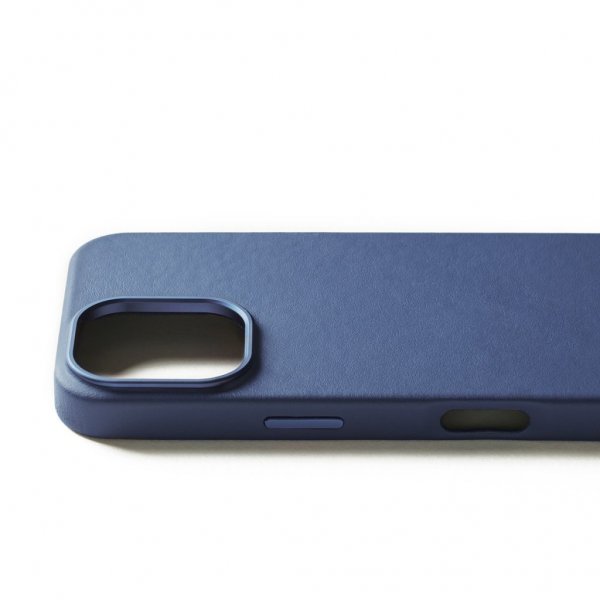 Mujjo iPhone 16 Pro -kuoret, täysnahkainen Monaco Blue -suojakotelo
