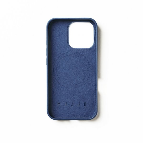 Mujjo iPhone 16 Pro -kuoret, täysnahkainen Monaco Blue -suojakotelo