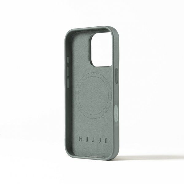 Mujjo iPhone 16 Pro -kotelo täysin nahkaa, Green Smoke