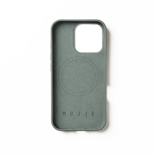 Mujjo iPhone 16 Pro -kotelo täysin nahkaa, Green Smoke