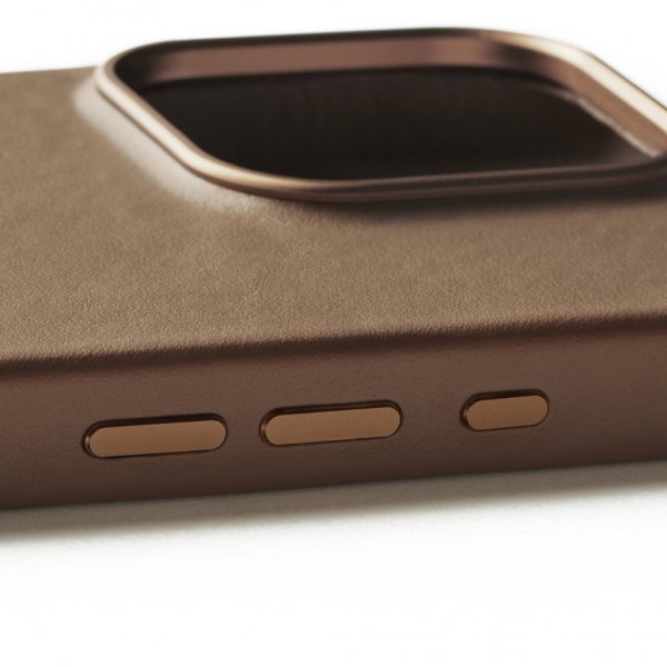 Mujjo iPhone 16 Pro kuoret Full Leather Case Dark Tan