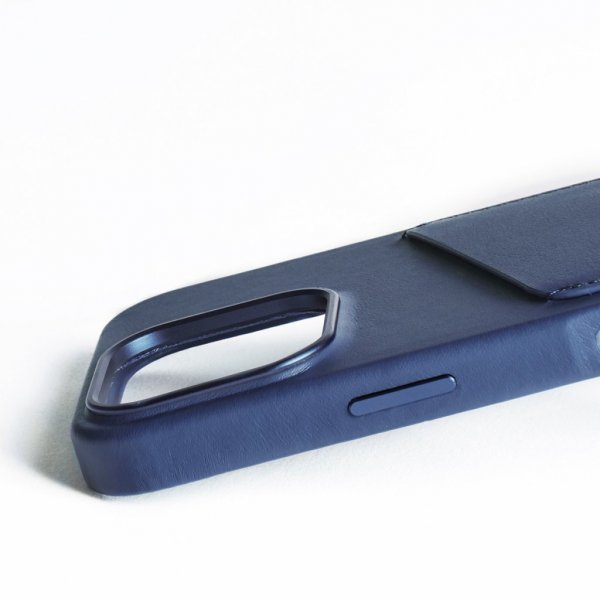 Mujjo iPhone 16 Pro Full Leather Wallet Case Monaco Blue