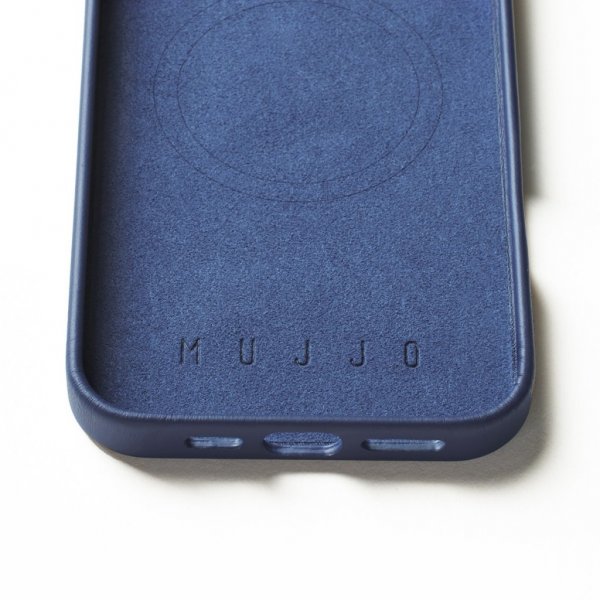 Mujjo iPhone 16 Pro Max -kotelo täysnahkainen Monaco Blue