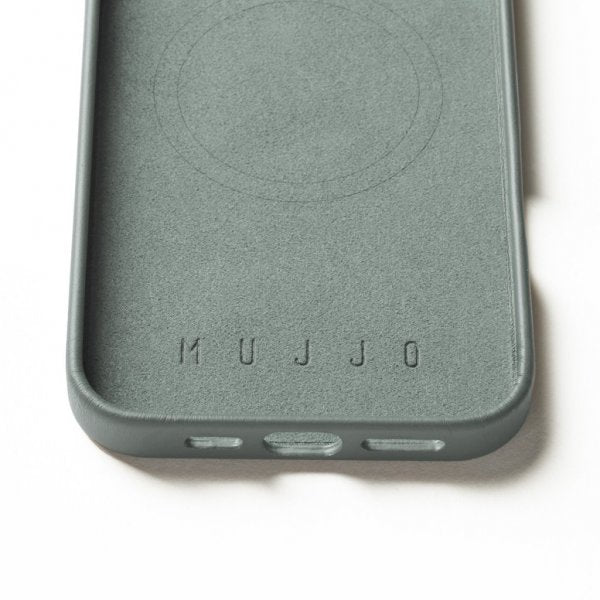 Mujjo iPhone 16 Pro Max -kotelo täysnahkaa, Green Smoke