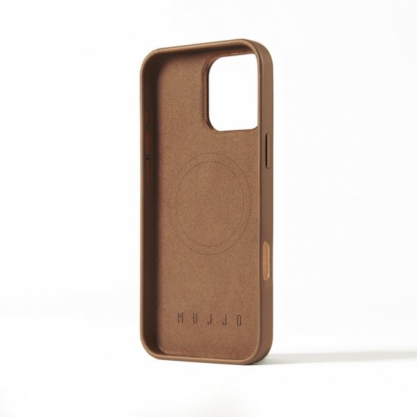 Mujjo iPhone 16 Pro Max -kotelo täysnahkaa, Dark Tan