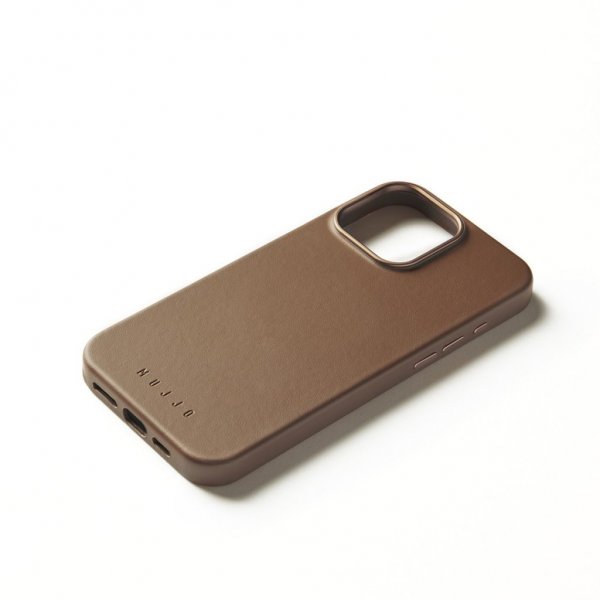 Mujjo iPhone 16 Pro Max -kotelo täysnahkaa, Dark Tan