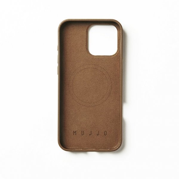 Mujjo iPhone 16 Pro Max -kotelo täysnahkaa, Dark Tan