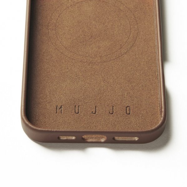 Mujjo iPhone 16 Pro Max -kotelo täysnahkaa, Dark Tan