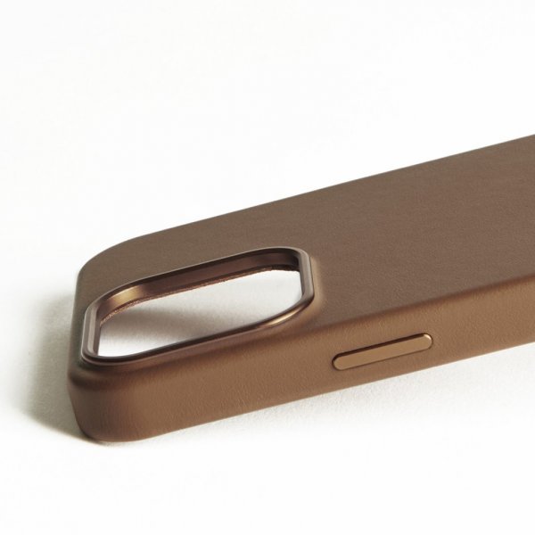 Mujjo iPhone 16 Pro Max -kotelo täysnahkaa, Dark Tan