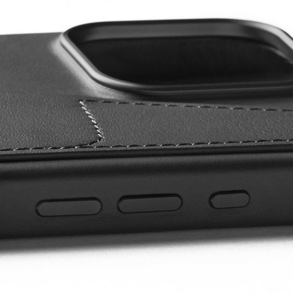 Mujjo iPhone 16 Pro Max -kotelo, täysnahkainen lompakkokotelo, musta