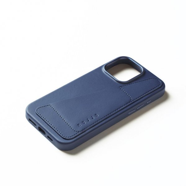 Mujjo iPhone 16 Pro Max Kuoret Täysnahkainen Lompakkokotelo Monaco Blue