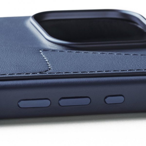 Mujjo iPhone 16 Pro Max Kuoret Täysnahkainen Lompakkokotelo Monaco Blue