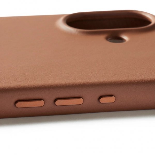 Mujjo iPhone 17 -kotelo, täysin nahkainen, MagSafe, Tan