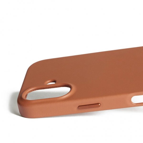 Mujjo iPhone 17 -kotelo, täysin nahkainen, MagSafe, Tan