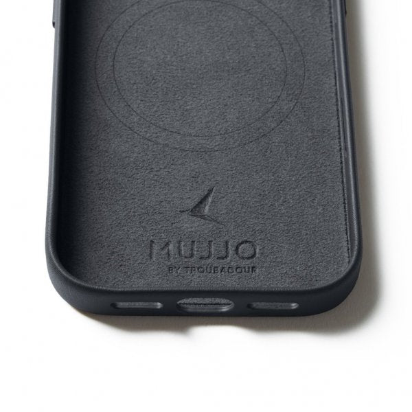 Mujjo iPhone 17 Pro -kuori, kokonahkainen kotelo MagSafe Basalt