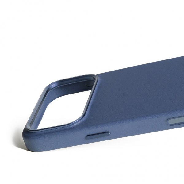 Mujjo iPhone 17 Pro Max -suojakuori täydellä nahalla MagSafe Monaco Blue