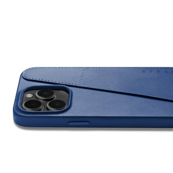 Mujjo iPhone 14 Pro Max -suojakuori, täysnahkainen lompakkokotelo, Monaco Blue