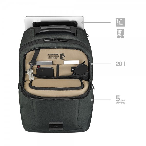 Wenger MX ECO Professional 16" kannettavan tietokoneen reppu, musta