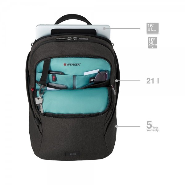 Wenger MX Light 16" kannettavan tietokoneen reppu, harmaa