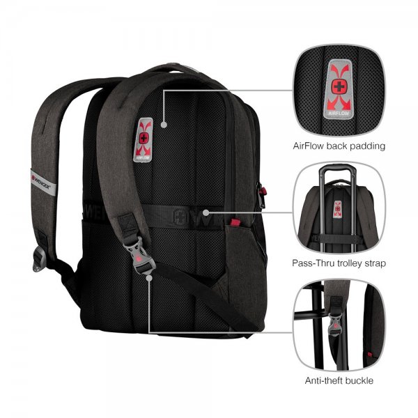 Wenger MX Professional 16" kannettavan tietokoneen reppu, harmaa