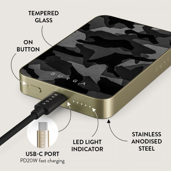 Burga Powerbank MagSafe 5000 mAh Night Black Camo Gold