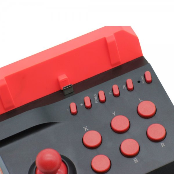 Nintendo Switch/Switch Lite -arkadipeliohjain ohjaussauvalla, musta/punainen