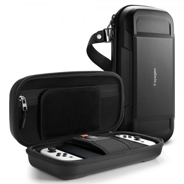 Spigen Nintendo Switch/Switch OLED -kotelo Rugged Armor Pro, musta