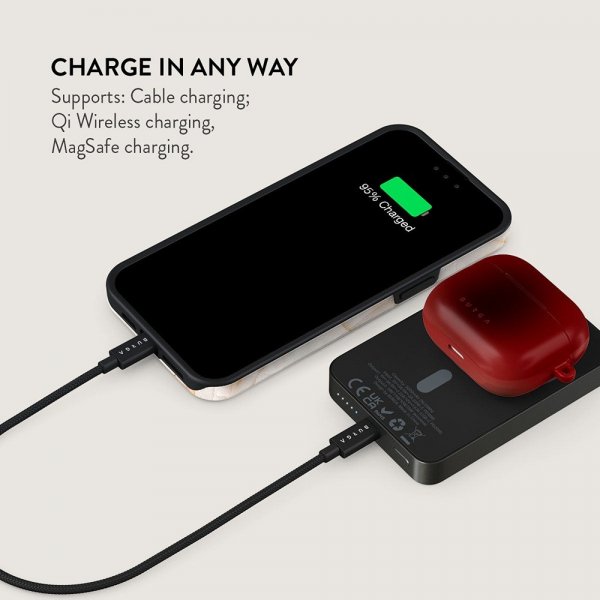 Burga Powerbank MagSafe 5000 mAh No Talking Metallinharmaa