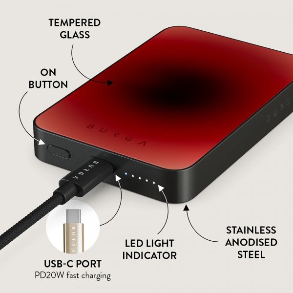 Burga Powerbank MagSafe 5000 mAh No Talking Metallinharmaa