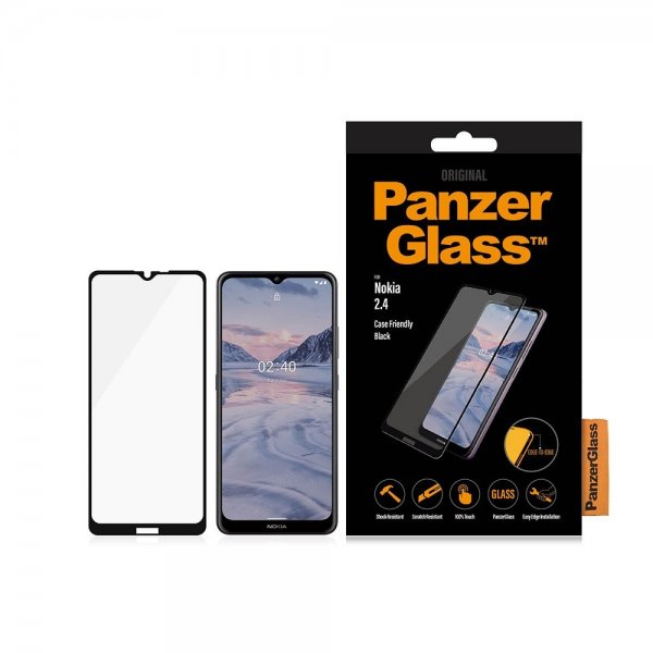 PanzerGlass Nokia 2.4 näytönsuoja reunasta reunaan, koteloystävällinen