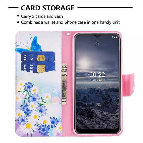 Nokia G11/G21 Suojakotelo Perhos- ja kukka-aiheilla