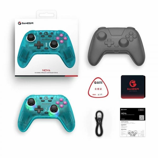 GameSir Nova HD Rumble -peliohjain 2.4G Neon Teal