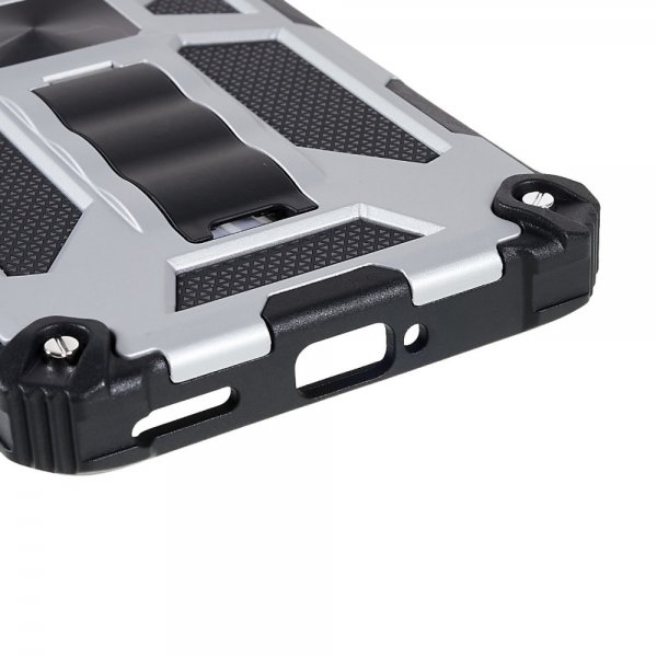 OnePlus 10 Pro Kuori, jossa metallilevy ja jalustatoiminto, hopea