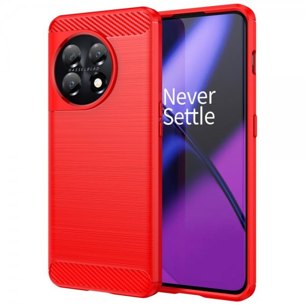 OnePlus 11 Kuoret Harjattu Hiilikuitukuvio Punainen