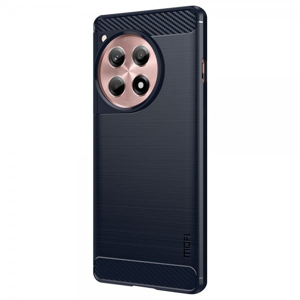Mofi OnePlus 12R -kuori, harjattu hiilikuitukuviointi, sininen