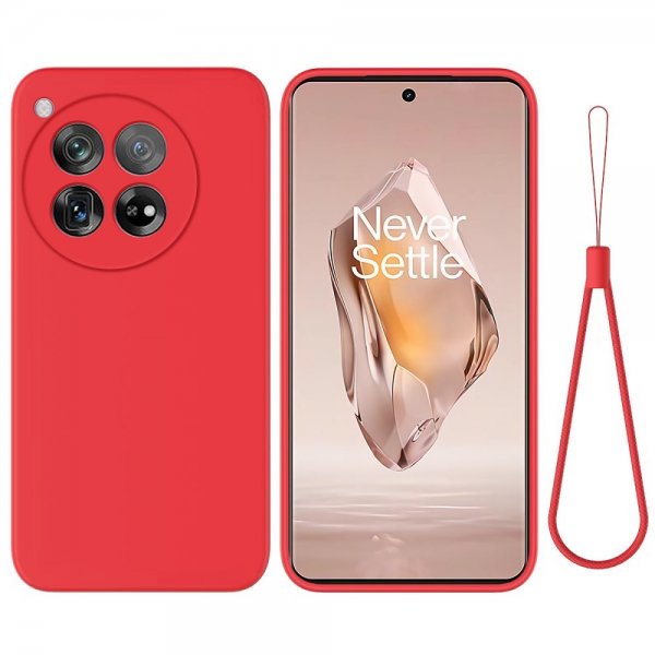 OnePlus 12R Kuori hihnalla, silikoninen, punainen