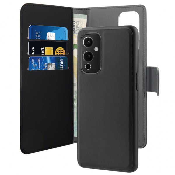 Puro OnePlus 9 Wallet Detachable 2-in-1 -irrotettava kuori, musta