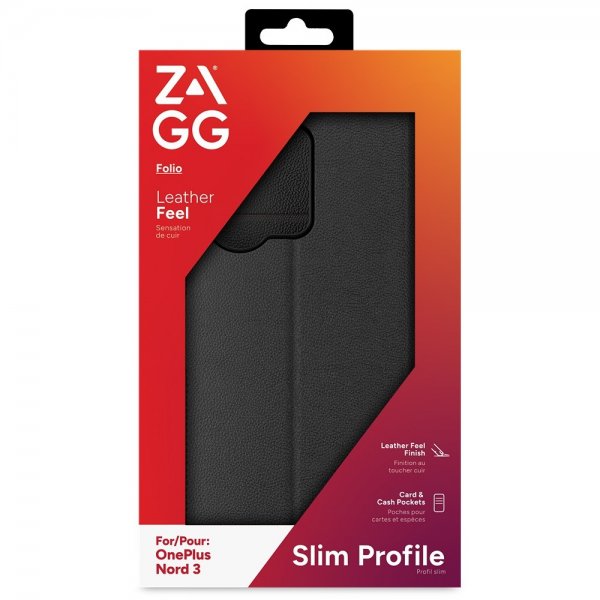 ZAGG OnePlus Nord 3 -kotelo, Folio, musta