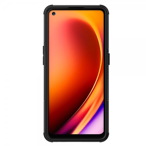 OnePlus Nord N20 5G -suojakuori, rengaskuviointi, jalustatoiminto, musta