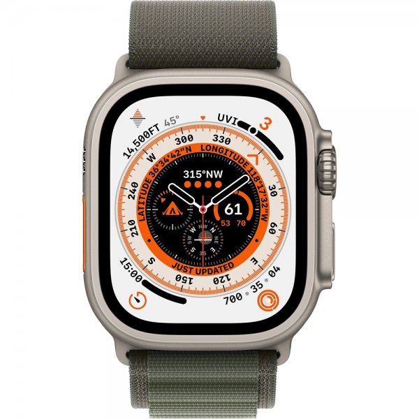 Apple Original Apple Watch Ultra 49 mm ranneke Alpine Loop Large Vihreä