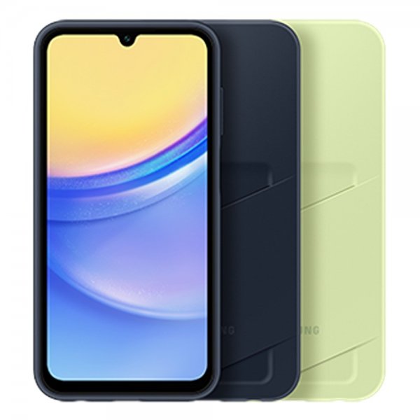 Samsung alkuperäinen Galaxy A15 -suojakuori, jossa korttipaikka, lime