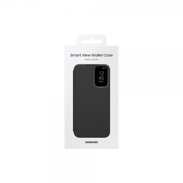 Samsung Alkuperäinen Galaxy A34 5G Kotelo Smart View Wallet Case Musta