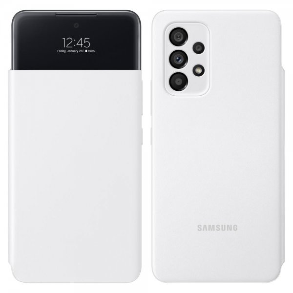 Samsung alkuperäinen Galaxy A53 5G kotelo Smart S View Wallet Cover, valkoinen