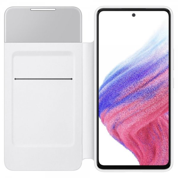 Samsung alkuperäinen Galaxy A53 5G kotelo Smart S View Wallet Cover, valkoinen