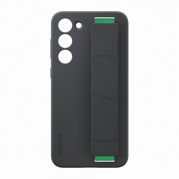 Samsung alkuperäinen Galaxy S23 Plus -silikonikotelo kahvalla, musta