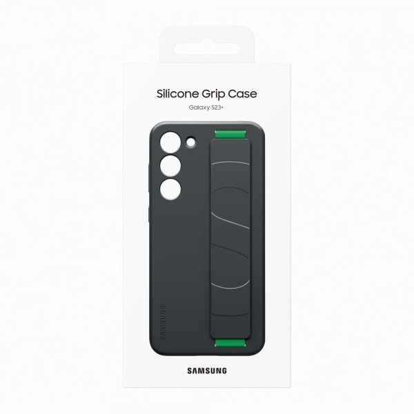 Samsung alkuperäinen Galaxy S23 Plus -silikonikotelo kahvalla, musta