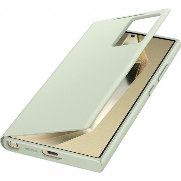 Samsung Alkuperäinen Galaxy S24 Ultra Kotelo Smart View Wallet Case Vaaleanvihreä