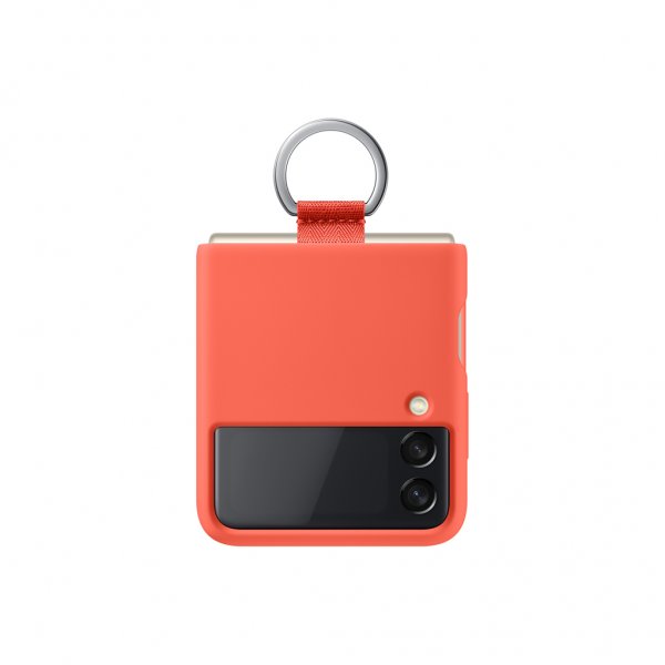 Samsung Original Galaxy Z Flip 3 -silikonisuojakuori renkaalla, koralli