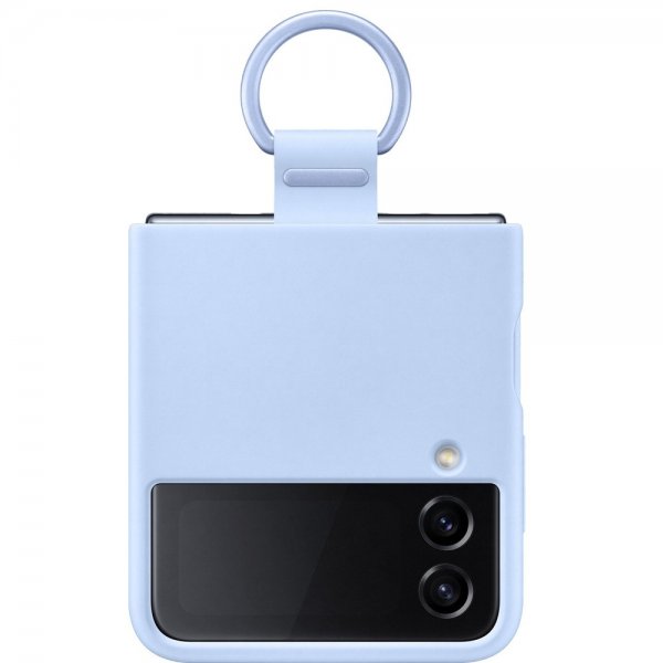 Samsung Alkuperäinen Galaxy Z Flip 4 Kuori Silikonisuojakuori renkaalla Arctic Blue
